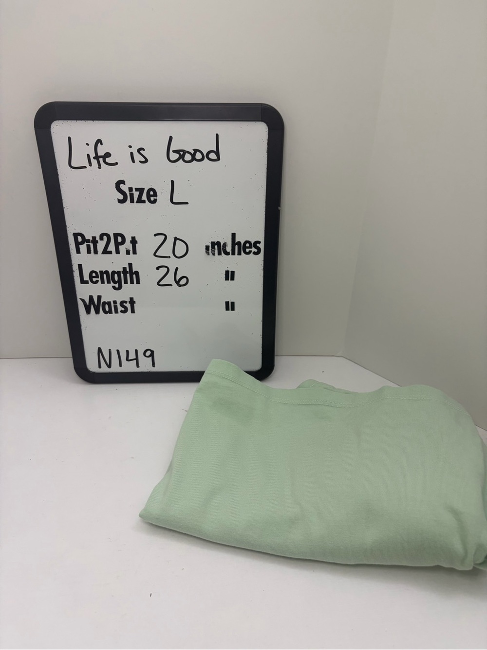 Life Is Good Mint Green V-Neck Tee with Heart Puppy Graphic - Picture 15 of 15